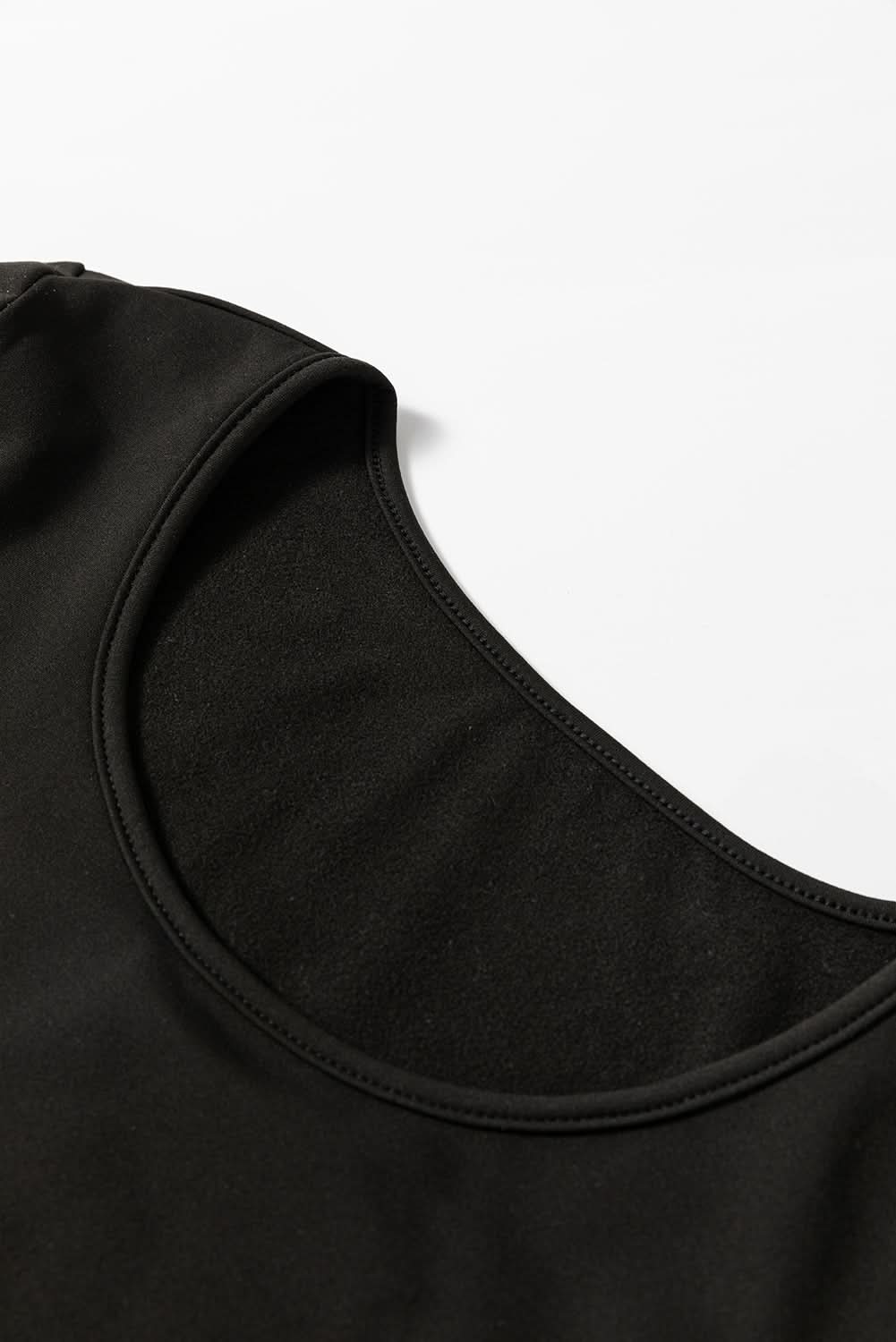 Chic black scoop neck thermal top - Love Salve